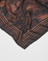 Deco Blooms Brown Stripe Border Midweight Scarf