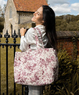 Rambling Rose Quilted Tote - Burgundy