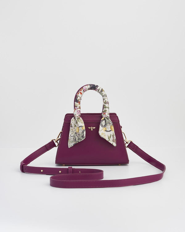 Floral Engravings Mini Plum Tote