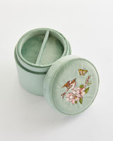 Morning Song Bird Embroidered Round Jewellery Box