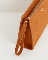 Bonnie Wristlet Pouch Tan Vegan Leather