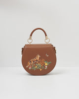 Fox & Pumpkin Embroidered Tan Saddle Bag