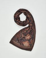 Deco Blooms Brown Stripe Border Midweight Scarf