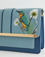 Embroidered Kingfisher Blue Cross Body Bag