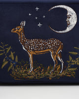 Deer & Moon Embroidered Pouch Blueberry Velvet