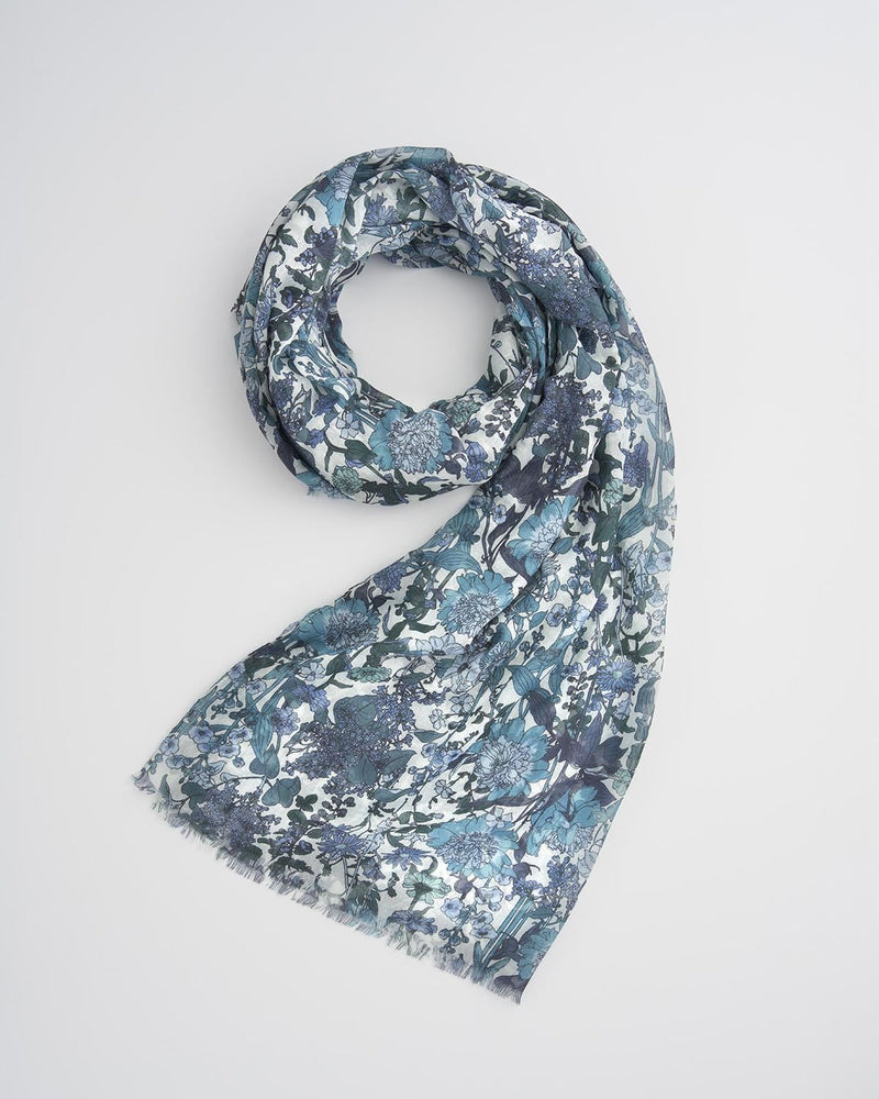 Deco Blooms Blue Lightweight Scarf