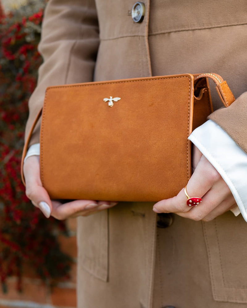 Bonnie Wristlet Pouch Tan Vegan Leather