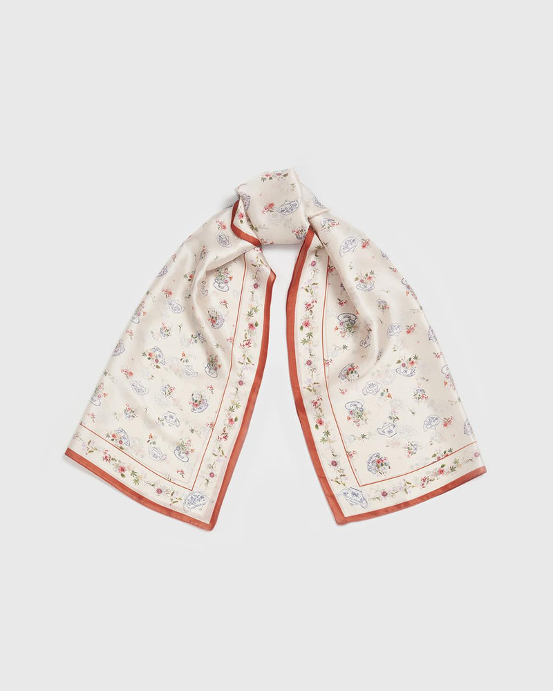 Cream High Teacups Silky Scarf