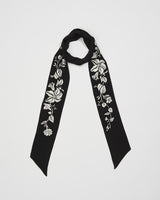 Floral Bohemian Embroidered Black Scarf