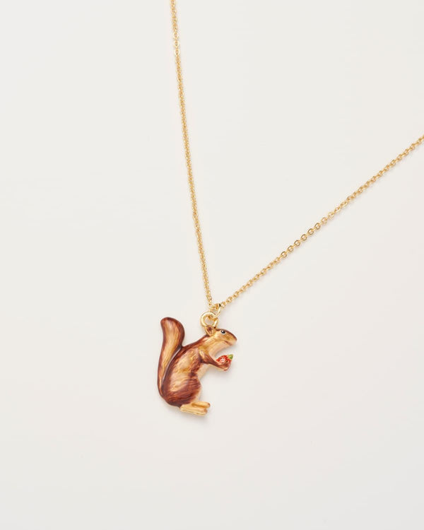 Enamel Cheeky Squirrel Short Necklace