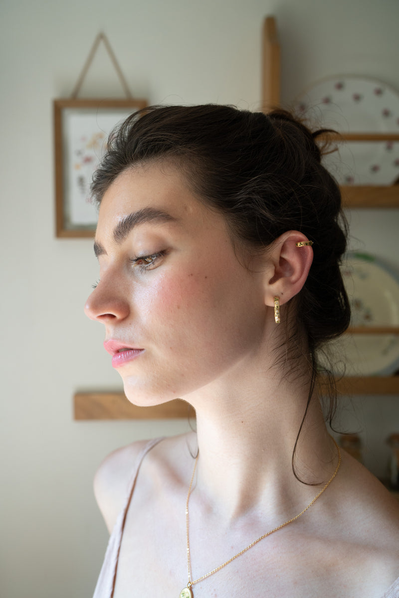 Four Leaf Clover & Pearl Hoop Earrings