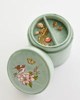 Morning Song Bird Embroidered Round Jewellery Box