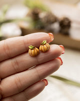 Enamel Pumpkin Stud Earrings