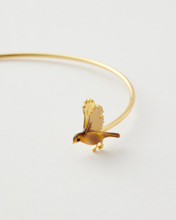 Enamel Robin & Mistletoe Bangle