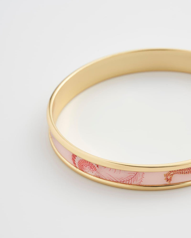 Whispering Sands  Printed Gold Plated Bangle - Pink