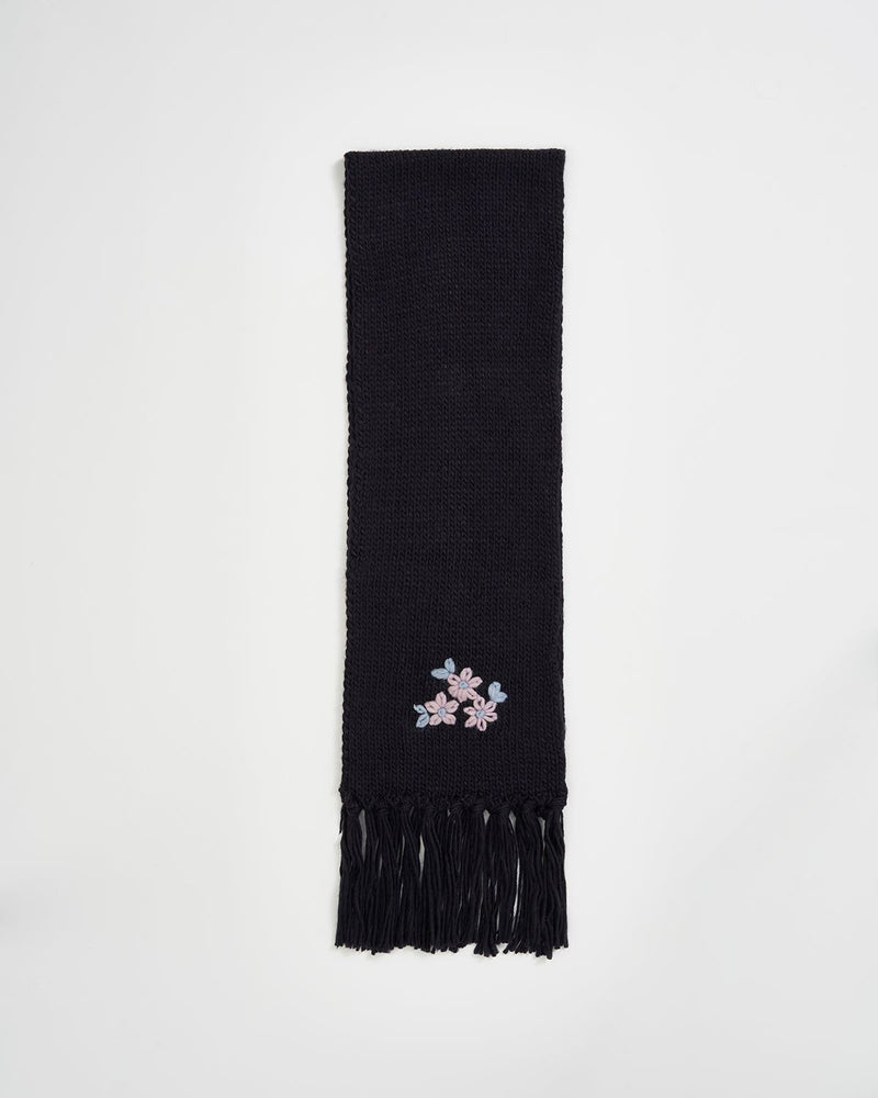 Forget-Me-Not Knitted Navy Scarf