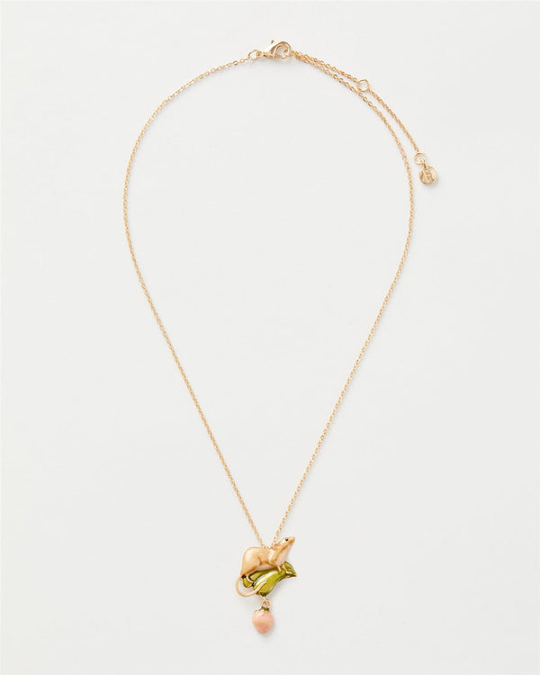 Rose Bud and Mouse Necklace