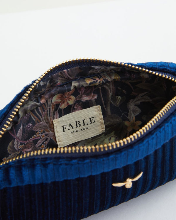 Fable Navy Velvet Makeup Pouch