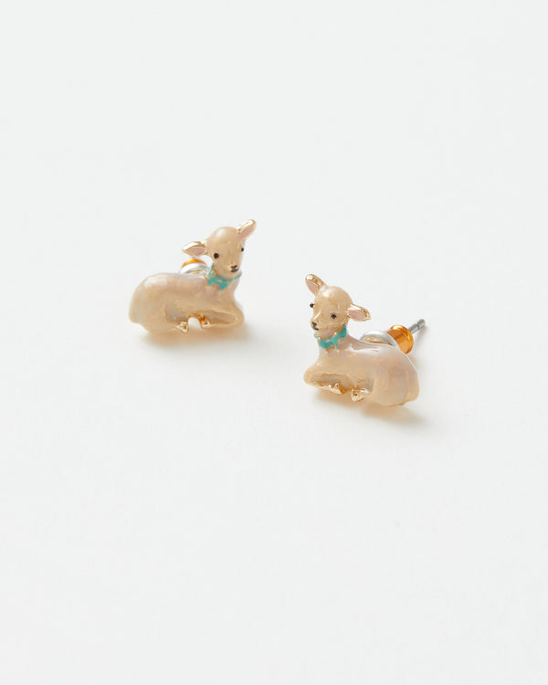 Enamel Lamb Stud Earrings