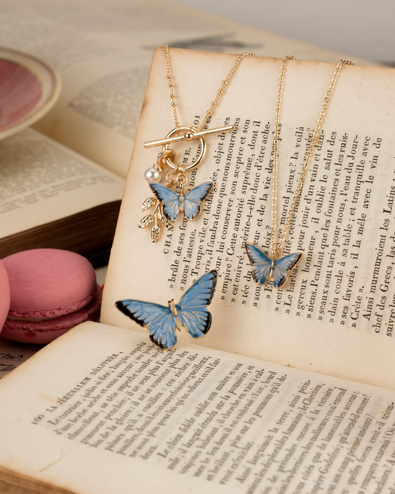 Blue Butterfly Pendant Necklace – Perimade & Co.