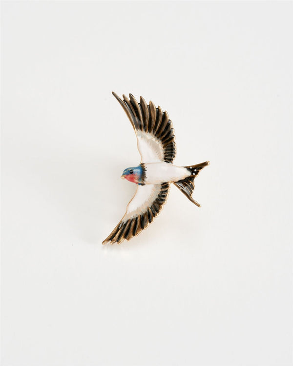 Enamel Swallow Brooch