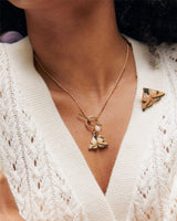 Enamel Moth & Leaf Charm Necklace